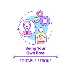 Being your own boss concept icon. Social entrepreneurship benefits abstract idea thin line illustration. Valuable products and service. Vector isolated outline color drawing. Editable stroke