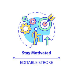 Stay motivated concept icon. Starting social entrepreneurship abstract idea thin line illustration. Inspiration and optimism. Accomplish goals. Vector isolated outline color drawing. Editable stroke
