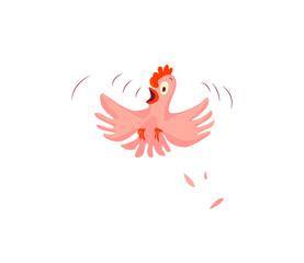 Scared cartoon chicken. Vector clip art illustration