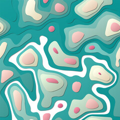 Colorful abstract layers. Papercut style background. Vibrant 3d topography shapes. Amazing banner, poster, brochure, template, flyer design. Radiant vector illustration.