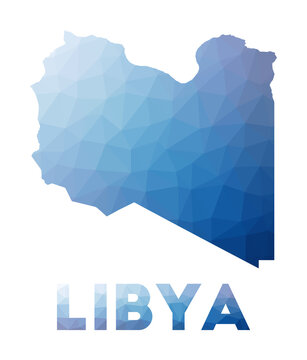 Low poly map of Libya. Geometric illustration of the country. Libya polygonal map. Technology, internet, network concept. Vector illustration.