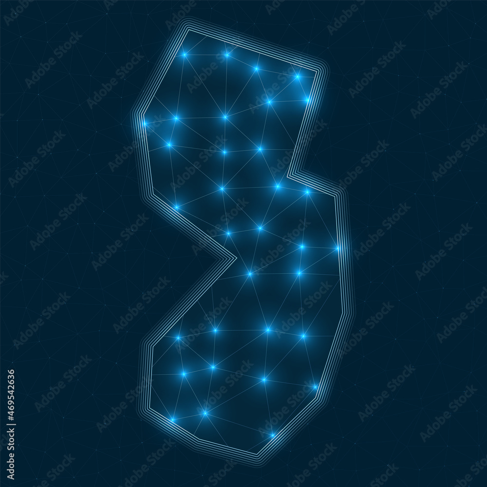 Aufkleber new jersey network map. abstract geometric map of the us state. digital connections and telecommunic