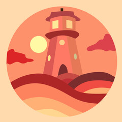 illustration of a lighthouse in the background