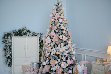 Merry christmas studio beautiful happy new year pink white