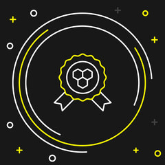 Line Honey award icon isolated on black background. Honey medal. Colorful outline concept. Vector