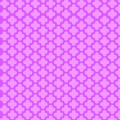 Quatrefoil seamless pattern background in purple. Vintage and retro abstract ornamental design. Simple flat vector illustration.