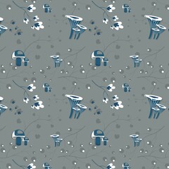Winter pattern. Vector image. Vector pattern with mushrooms.