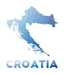 Low poly map of Croatia. Geometric illustration of the country. Croatia polygonal map. Technology, internet, network concept. Vector illustration.