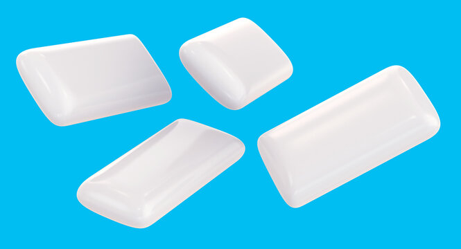 White dragees with mentol or mint. İsolated background. 3d illustration. Clipping path