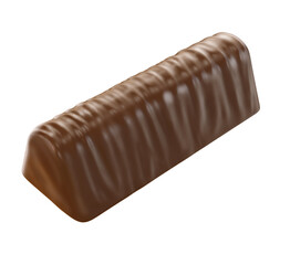 Chocolate coated bar. 3d illustration. Isolated background