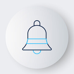 Line Ringing bell icon isolated on white background. Alarm symbol, service bell, handbell sign, notification symbol. Colorful outline concept. Vector