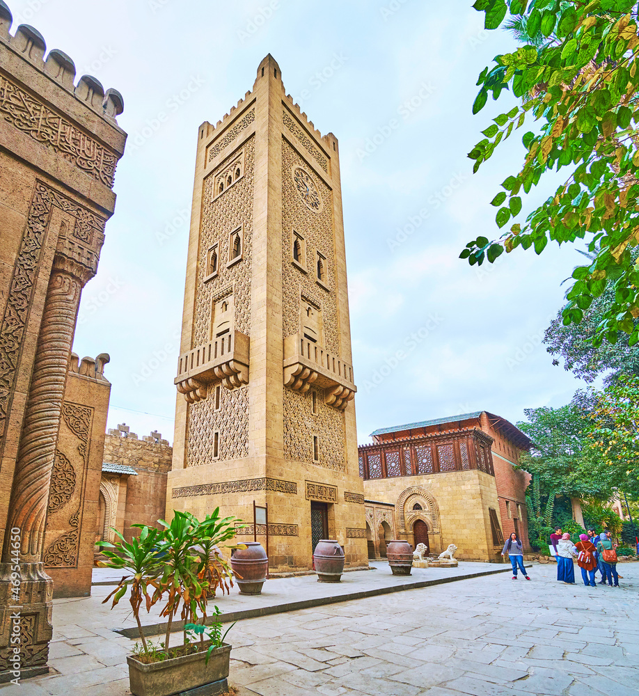 Poster Moroccan minaret of Manial Palace mosque, Cairo, Egypt