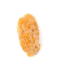 One delicious crispy rusk isolated on white, top view