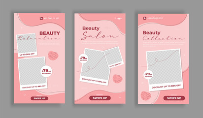 Beauty Center Makeup Social media stories Design - obrazy, fototapety, plakaty