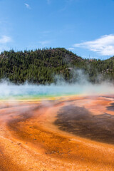 Famous Grand Prismatic Spring basin in Yellowstone National Park