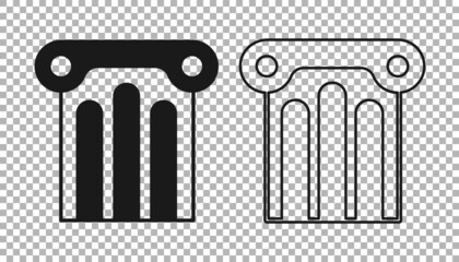 Black Ancient column icon isolated on transparent background. Vector