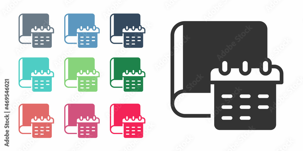 Poster black daily paper notepad icon isolated on white background. set icons colorful. vector