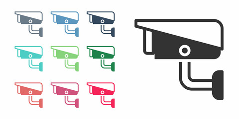 Black Security camera icon isolated on white background. Set icons colorful. Vector
