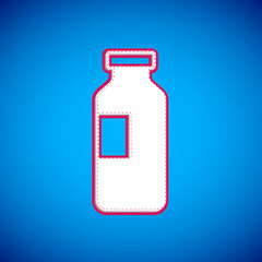 White Bottle of water icon isolated on blue background. Soda aqua drink sign. Vector