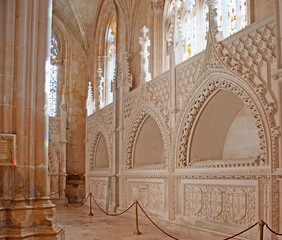 The niches with princes' tombs in Founders' Chapel of St Mary of Victory Conven, Batalha, Portugal