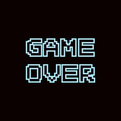 pixel game over, vector illustration message from video game