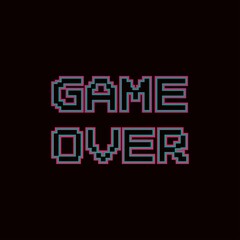 
Game over icon. Pixel art video game message vector