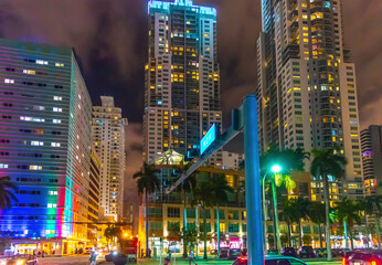 Fototapeta na wymiar Colorful night in downtown Miami