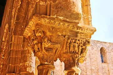 The columns of Monreale Cathedral's garden, Sicily, Italy