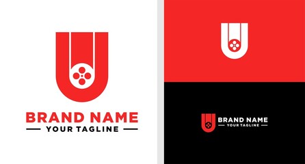 LETTER U LOGO MONOGRAM ROLL FILM NEGATIVE SPACE EDITABLE © famstudio