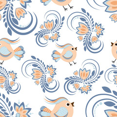 bird icon design. pattern Cute birds cartoon. placard decor. Art print. Folk art bird decoration, retro. Wallpaper.