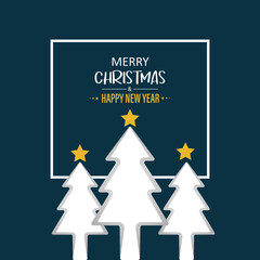 Christmas greeting card. pine tree and star icon. christmas background, banner. editable vector.
