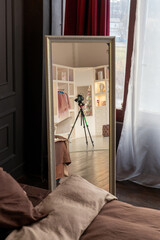 Video filming for stocks in a beautiful studio on a modern camera