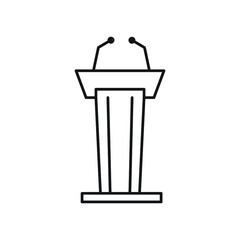 Tribune line icon. Microphone, mic, podium. Mass media concept