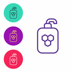 Set line Cosmetic tube with honey icon isolated on white background. Natural skin care. Set icons colorful. Vector