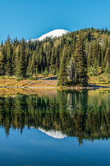 Scenic reflection from Shadow Lake and Mount Rainier in the background, Mt Rainier NP