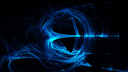 3d rendering cold energy or electricity flows on black background; for overlay design