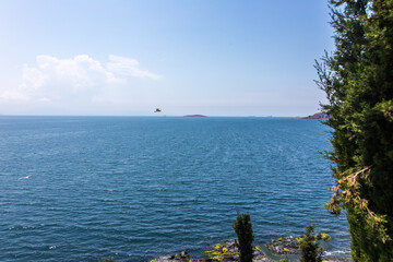 A beautiful sea view from the Sedef Island also known as Mother of pearl Island, in the sea of Marmara near Istanbul, Turkey.