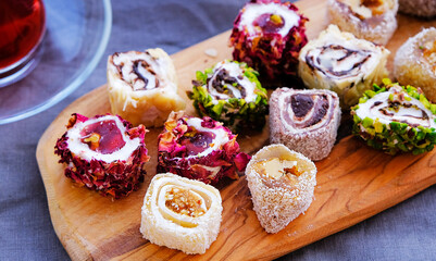 Turkish delight. Oriental lokum and muska pestili.