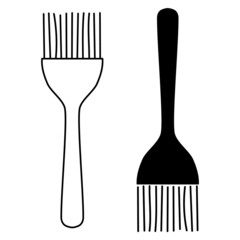 Kitchen tools set of two silicon brushes line and negative outline simple minimalistic flat design vector illustration isolated on white background
