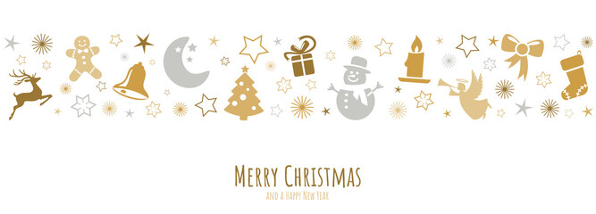 christmas greetings banner with abstract symbols