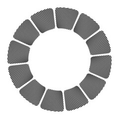 Abstract round meander, circular geometric ornament, striped frame from geometric elements. Decorative pattern isolated on white background. Place for text. Vector monochrome illustration for invitati