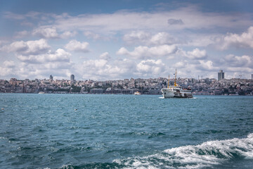 Fototapeta premium A Bosphorus ferry transporting people from Europe to Asia in Istanbul.
