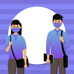 Illustration young teenagers couple character design