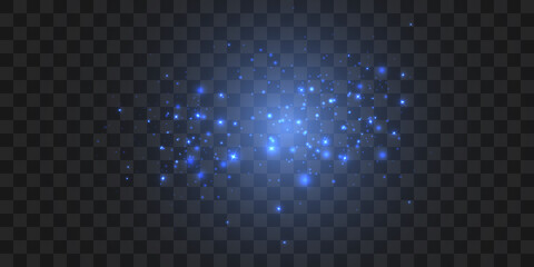 Glowing light effect with many glitter particles isolated on transparent background. Vector star cloud with dust.	