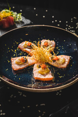 Perfect Sushi Japanese Asian Seafood Food Dish Menu Gourmet Restaurant Chef on Dark Background