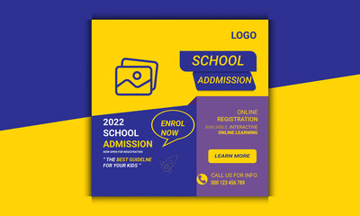 Obraz premium School admission social media post template 