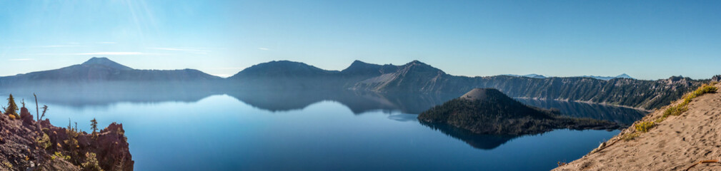 Magnificent reflection of the caldera of Crater Lake in the Crater Lake NP