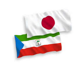 Flags of Japan and Republic of Equatorial Guinea on a white background