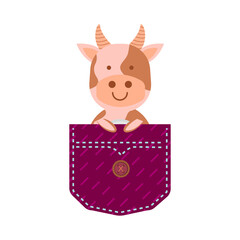Cartoon pocket animal cow design