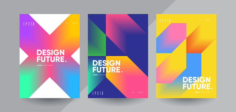 Futuristic Bauhaus Brochure Templates. Minimalist Design Concept. 